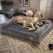 Deluxe Plush Orthopedic Dog Bed XXL - Waterproof Bolstered Sofa Bed for Large Dogs with Removable Washable V767-P-XD178-2XL