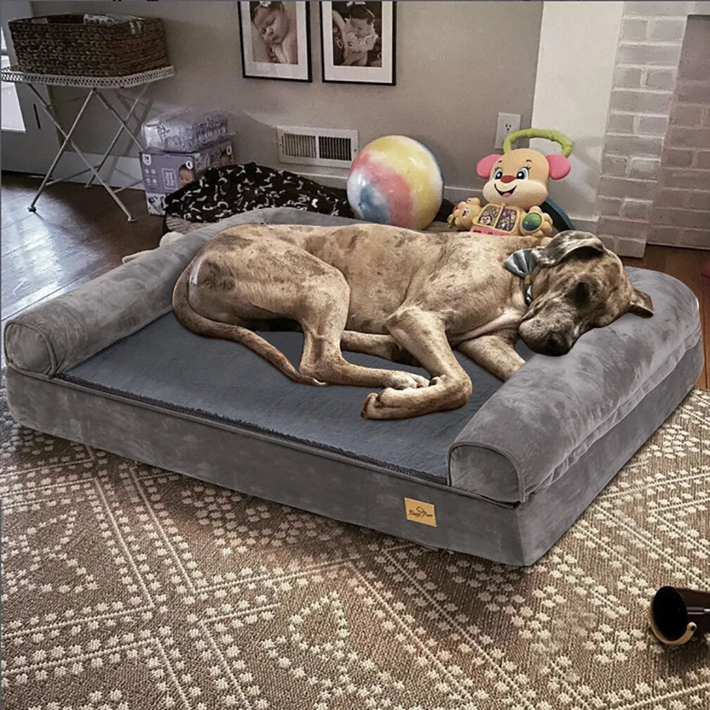 Deluxe Plush Orthopedic Dog Bed XXL - Waterproof Bolstered Sofa Bed for Large Dogs with Removable Washable V767-P-XD178-2XL
