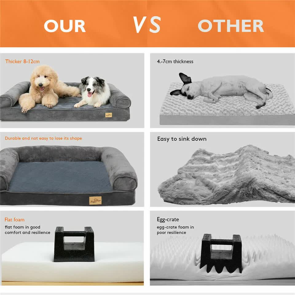 Medium Orthopedic Dog Bed with Bolster Comfort Mattress V767-P-XD178-M