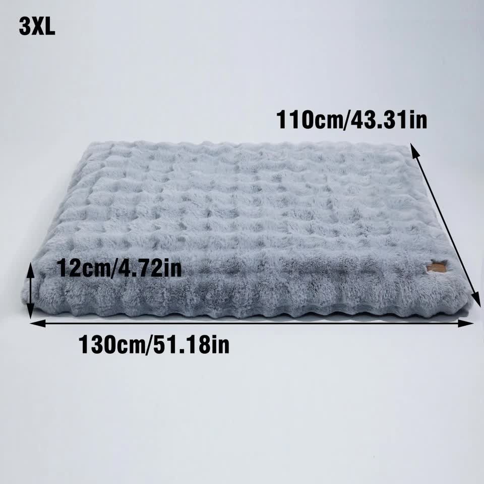 Plush Pet Bed with Non Slip Base and Removable Cover V767-P-XD1836-3XL-GY