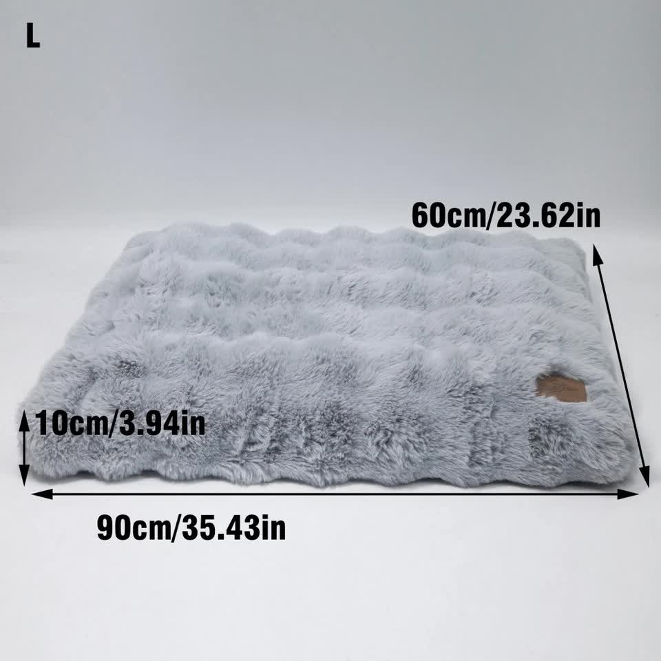 Plush Pet Bed with Non Slip Base and Removable Cover V767-P-XD1836-L-GY