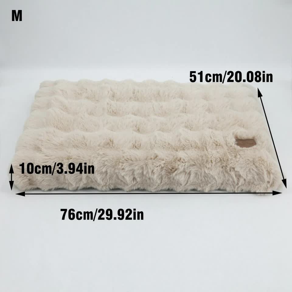 Plush Dog Crate Bed with Non Slip Base and Removable Cover V767-P-XD1836-M-BG