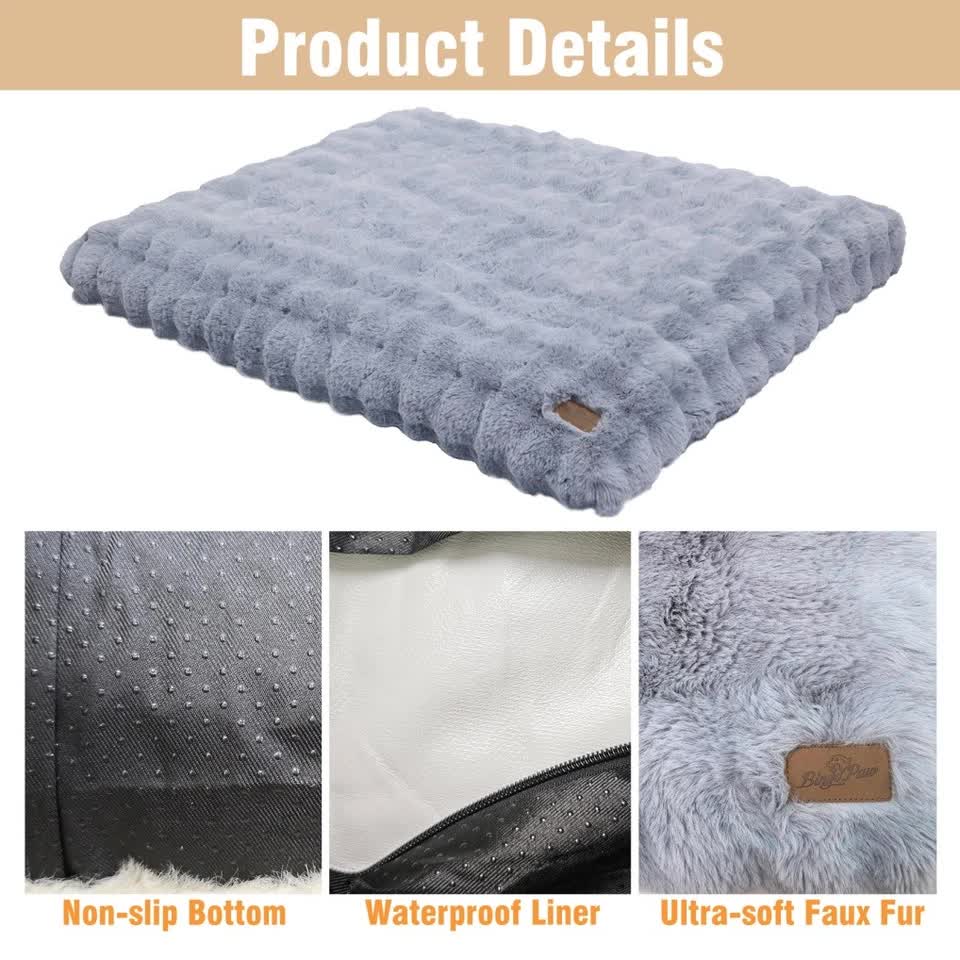 Comfortable Pet Bed with Removable Cover and Anti Skid Base(Medium) V767-P-XD1836-M-GY