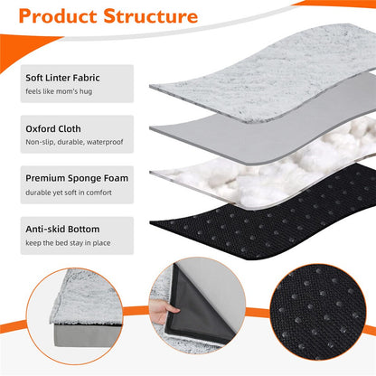 Soft Washable Dog Bed with Anti-Slip Crate Mat V767-P-XD328-L