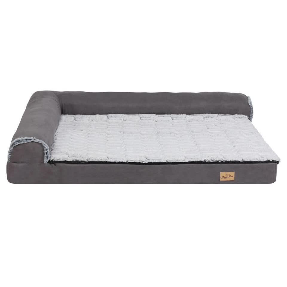L-Shaped Dog Bed with Bolstered Cushion & Neck Care Size Large V767-P-XD388-L
