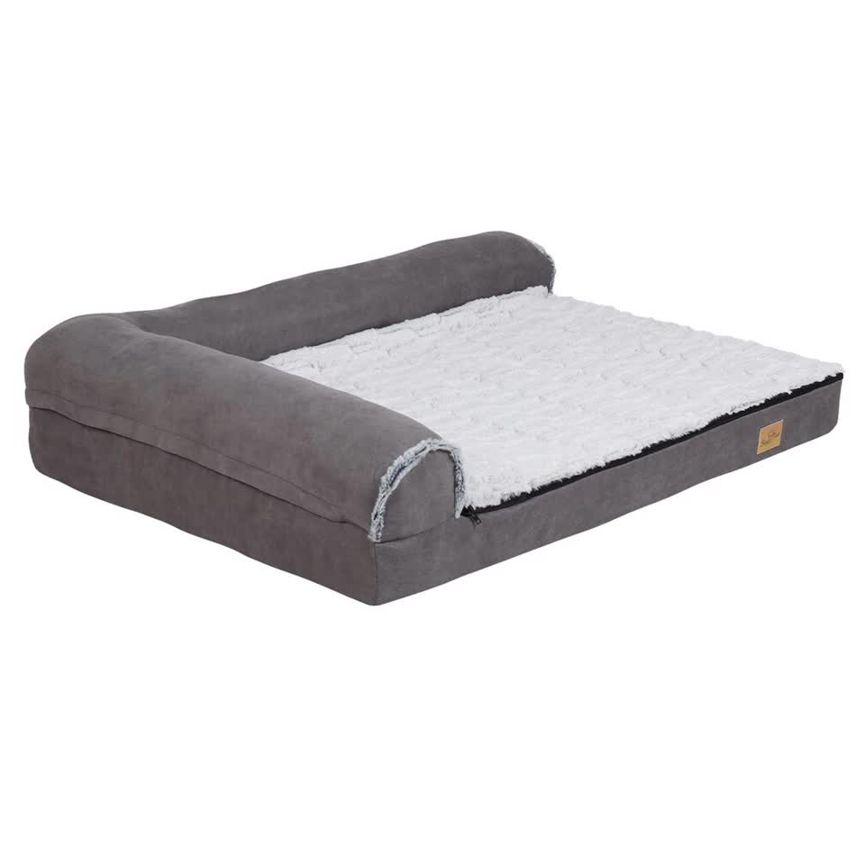 L-Shaped Dog Bed with Bolstered Cushion & Neck Care Size Large V767-P-XD388-L