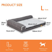 L-Shaped Dog Bed with Bolstered Cushion & Neck Care Size Large V767-P-XD388-L