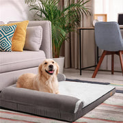 L-Shaped Dog Bed with Bolstered Cushion & Neck Care Size Large V767-P-XD388-L