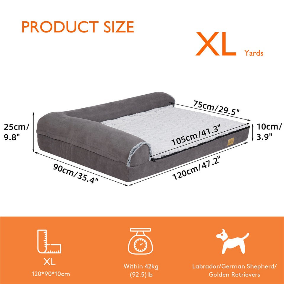 Jumbo Orthopedic Dog Bed Sofa Lounge - Raised High Bolster Pet Bed with Washable Cover Size XL V767-P-XD388-XL