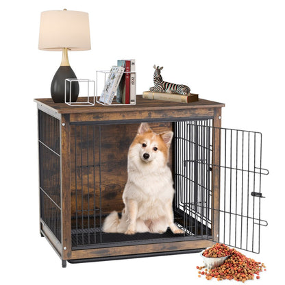 Wooden Pet Crate & Dog Cage End Table V767-P-XL111M-G2