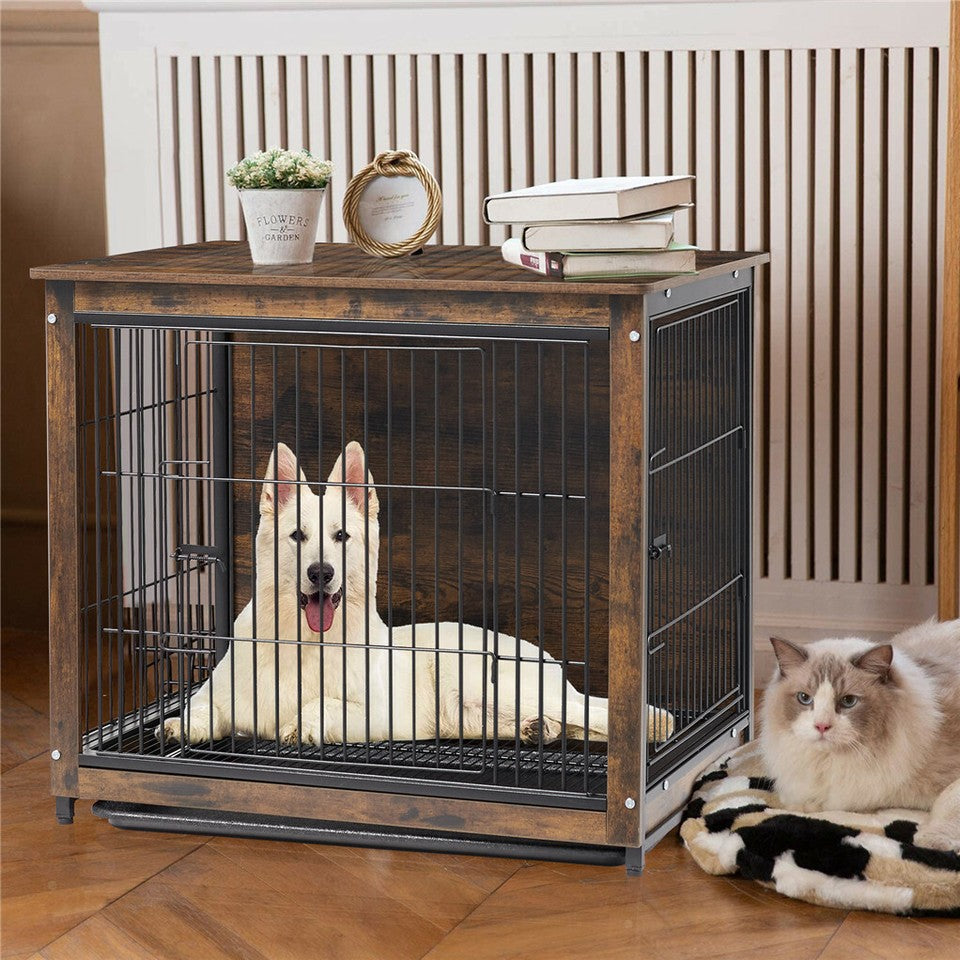 Wooden Pet Crate & Dog Cage End Table V767-P-XL111M-G2
