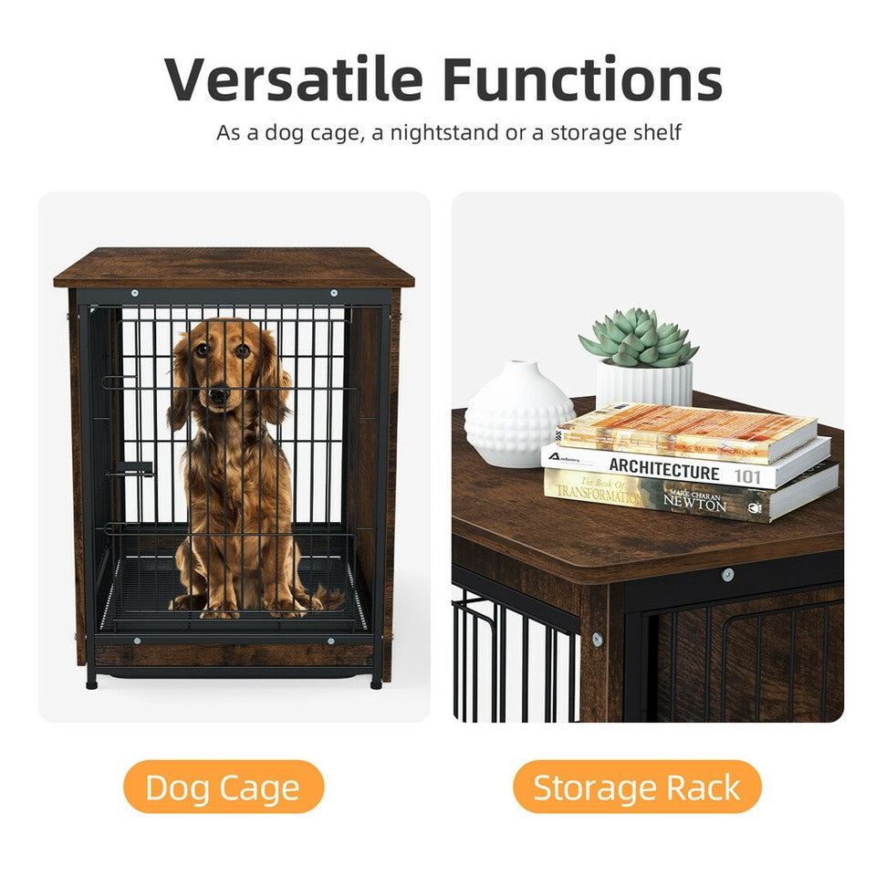 Wooden Pet Crate & Dog Cage End Table V767-P-XL111M-G2