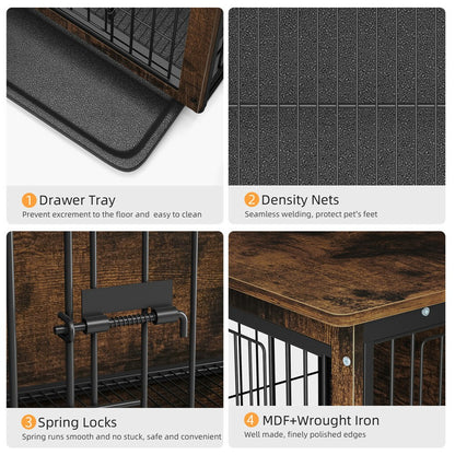 Wooden Pet Crate & Dog Cage End Table V767-P-XL111S-G2