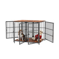 Fin 4 Doors Ultra Thicken Dog Crate Cage End Table Divided Dog Puppy Kennel For 2 Dog V767-P-XL1198-BK-V1