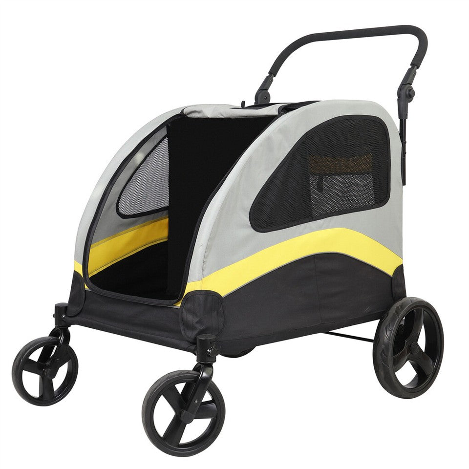 Two Dogs Stroller Divider Pet Travel Stroller Carrier One-key Folding Outdoor V767-P-XL121-D
