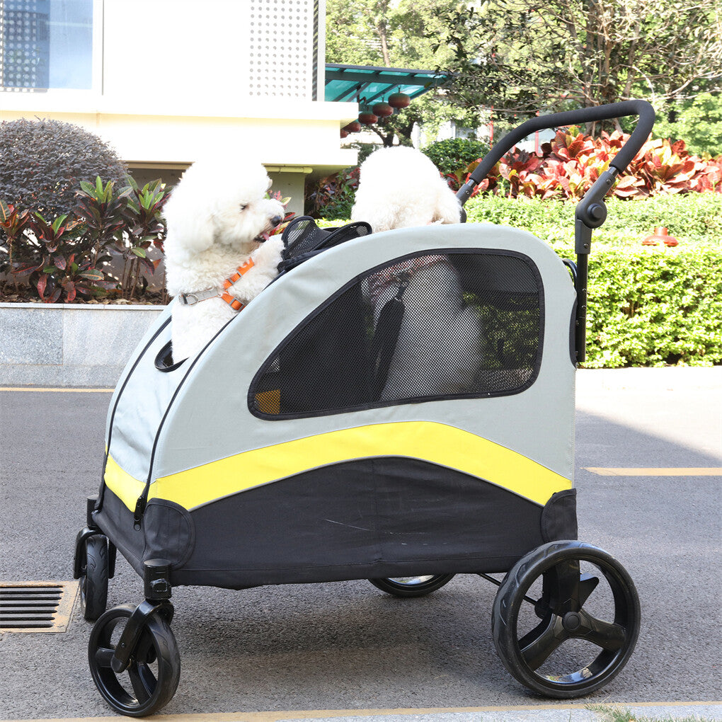 Two Dogs Stroller Divider Pet Travel Stroller Carrier One-key Folding Outdoor V767-P-XL121-D