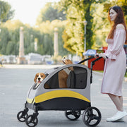 Two Dogs Stroller Divider Pet Travel Stroller Carrier One-key Folding Outdoor V767-P-XL121-D