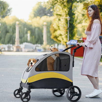 Two Dogs Stroller Divider Pet Travel Stroller Carrier One-key Folding Outdoor V767-P-XL121-D