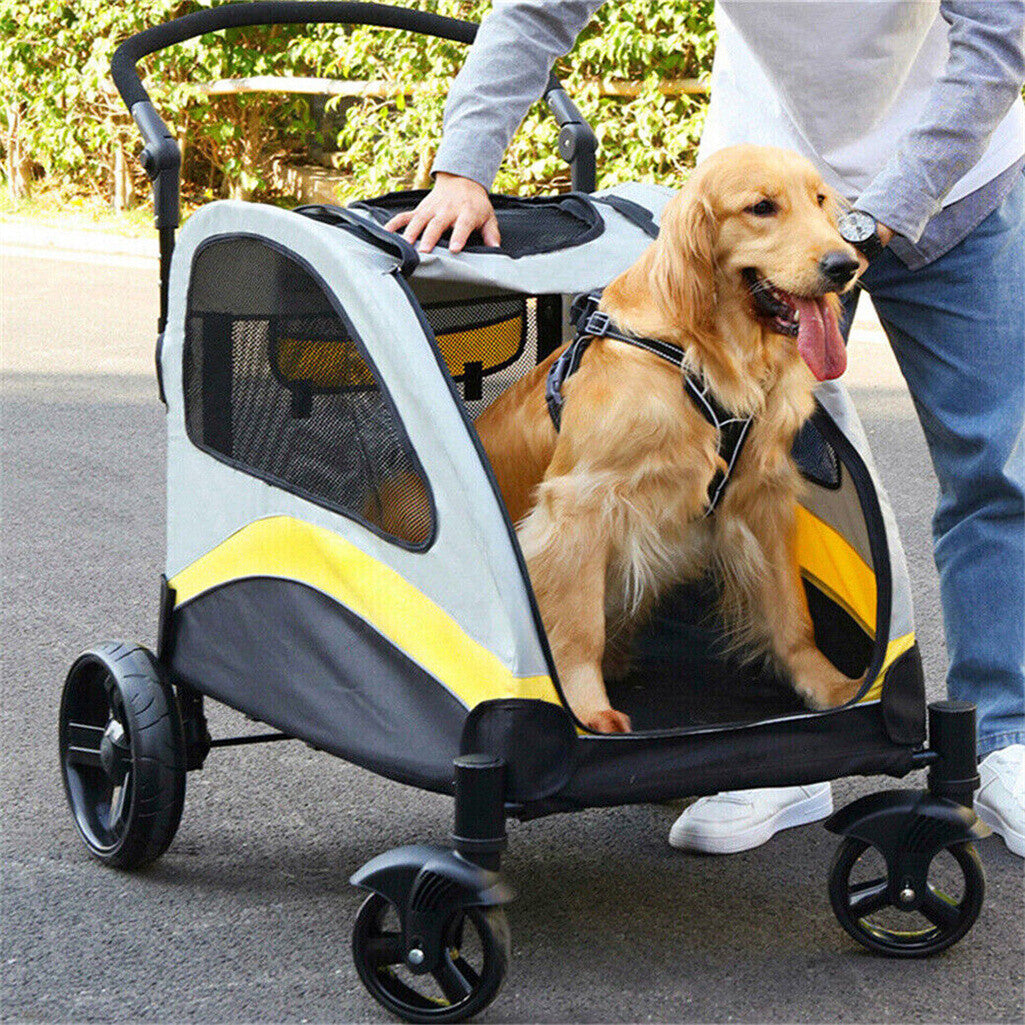 Large Dog Stroller Foldable Pet Pushchair with Doors V767-P-XL121-L