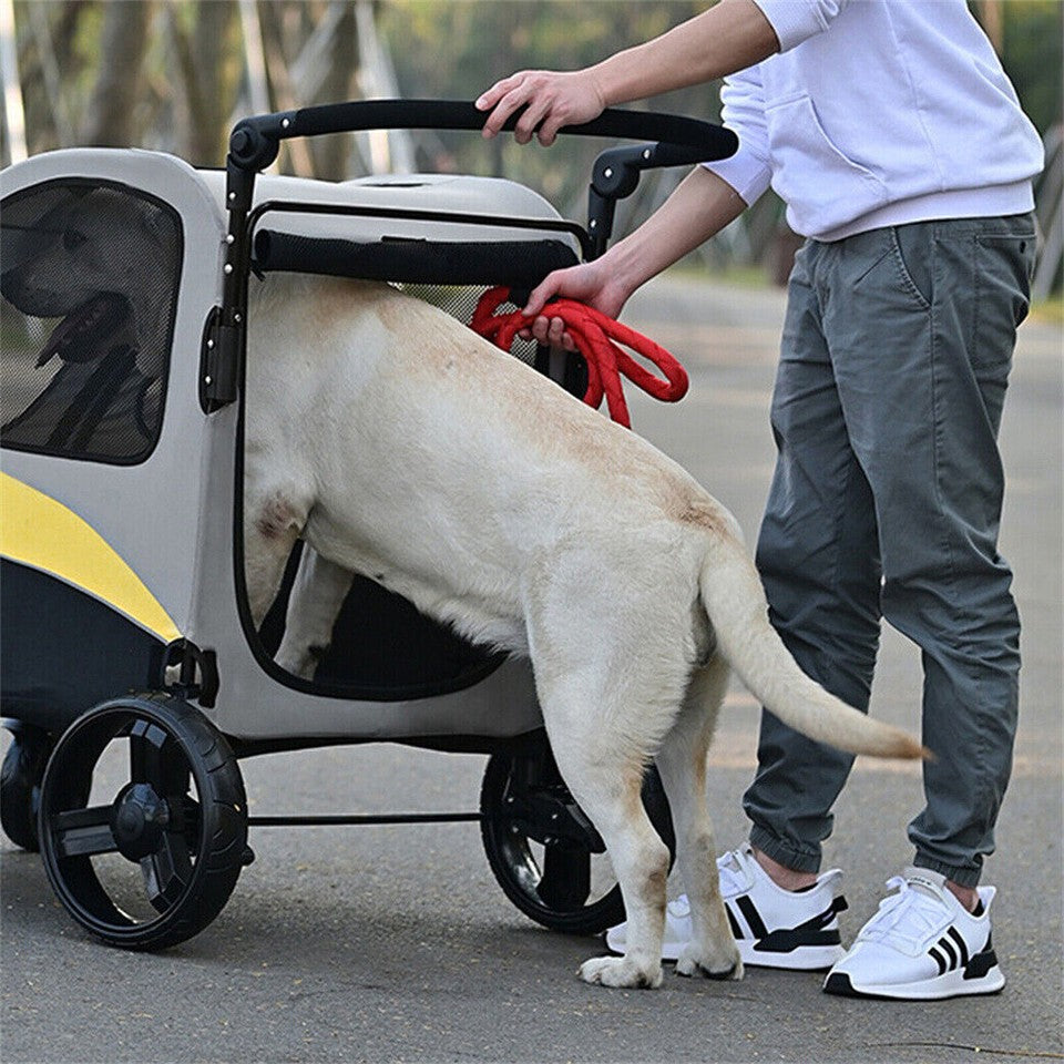 Large Dog Stroller Foldable Pet Pushchair with Doors V767-P-XL121-L