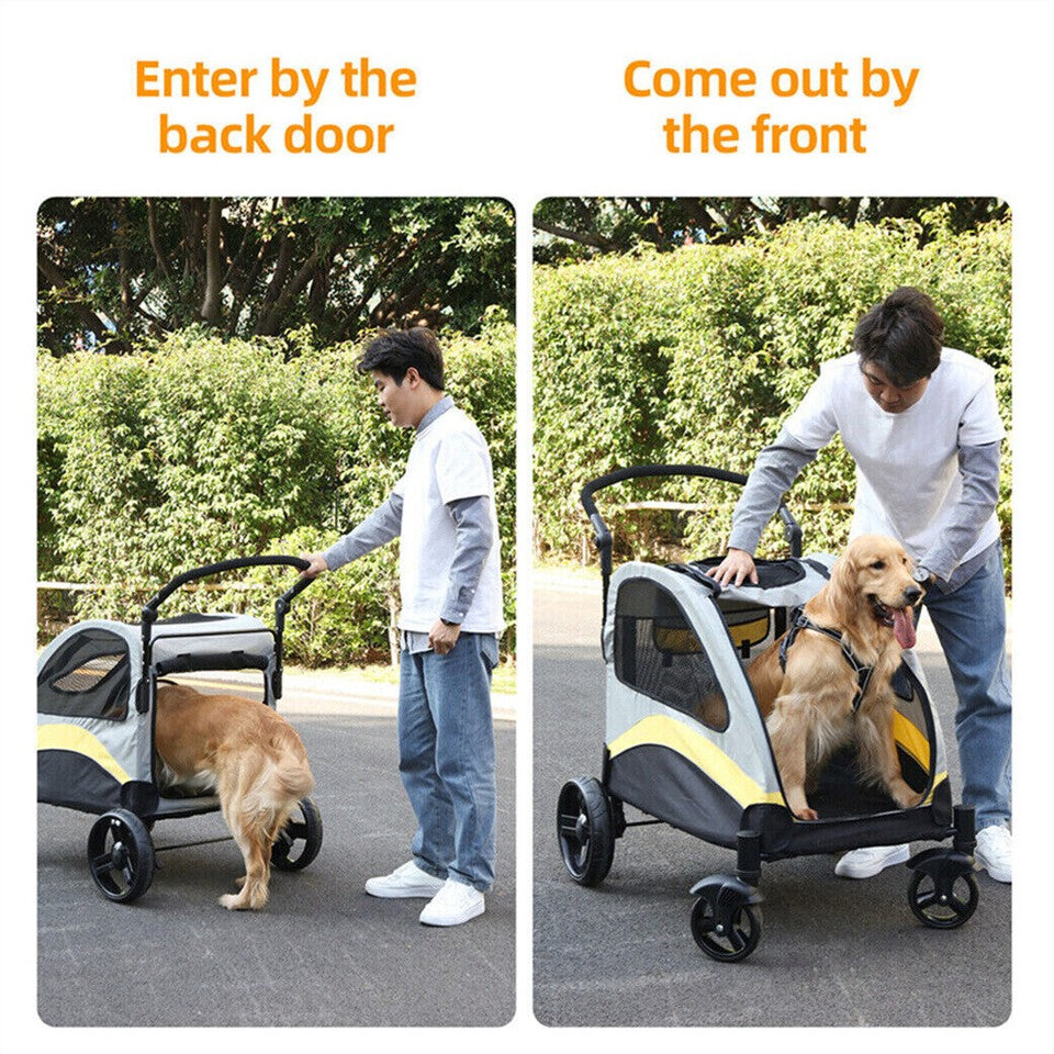 Large Dog Stroller Foldable Pet Pushchair with Doors
