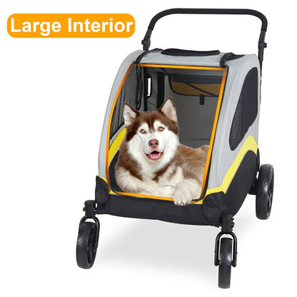 Large Dog Stroller Foldable Pet Pushchair with Doors V767-P-XL121-L