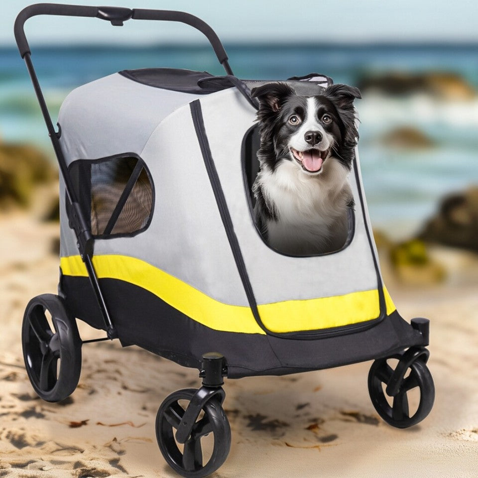Large Dog Stroller Foldable Pet Pushchair with Doors V767-P-XL121-M-G1