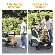 Large Dog Stroller Foldable Pet Pushchair with Doors
