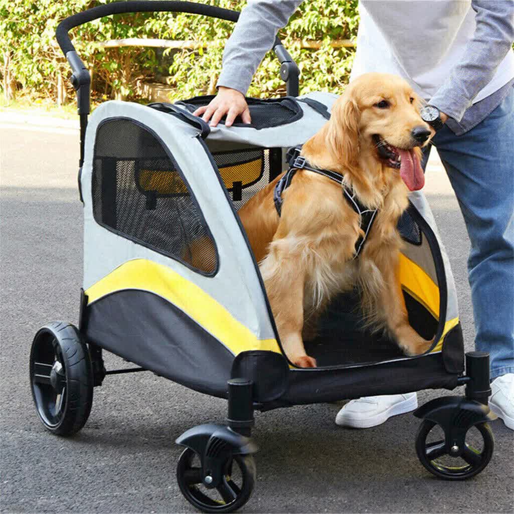 Extra Large Dog Stroller Foldable Pet Pushchair with Doors