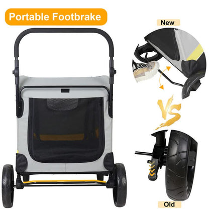 Extra Large Dog Stroller Foldable Pet Pushchair with Doors V767-P-XL121-XL-G1