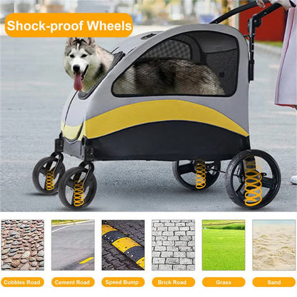 Extra Large Dog Stroller Foldable Pet Pushchair with Doors V767-P-XL121-XL-G1