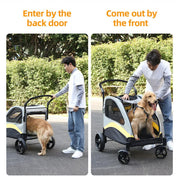 Extra Large Dog Stroller Foldable Pet Pushchair with Doors
