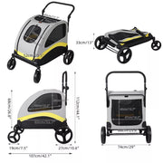 Extra Large Dog Stroller Foldable Pet Pushchair with Doors