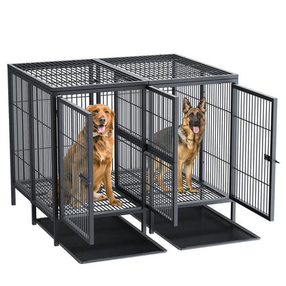 Giant Dog Cage Indoor Outdoor Super-Hard Metal Kennel Pet Playpen W Tray & Divider V767-P-XL139-A-G1