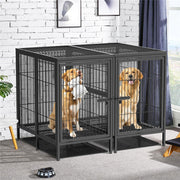 Giant Dog Cage Indoor Outdoor Super-Hard Metal Kennel Pet Playpen W Tray&Divider V767-P-XL139-A-G11