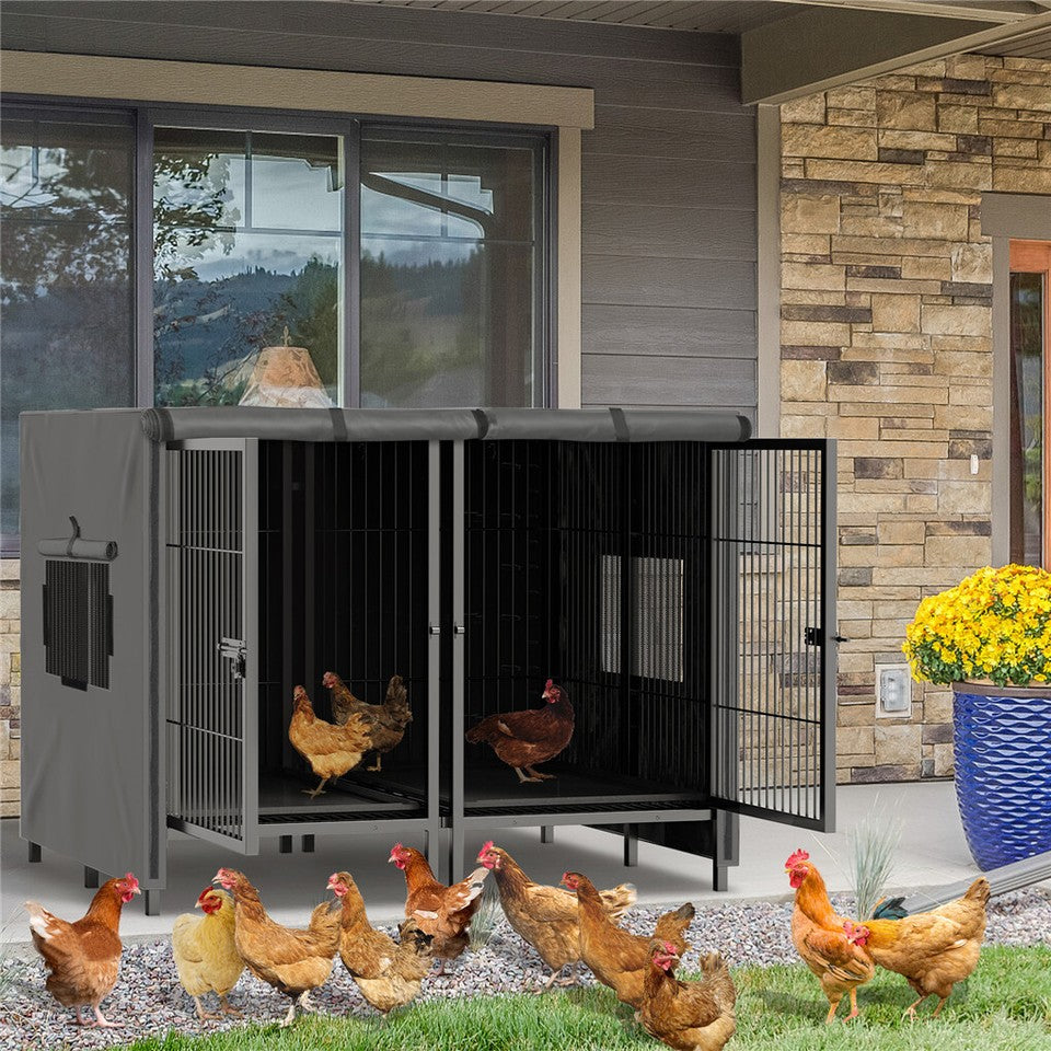 Giant Dog Cage Indoor Outdoor Super-Hard Metal Kennel Pet Playpen W Tray&Divider V767-P-XL139-A-G11