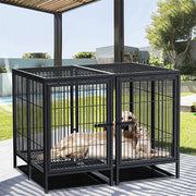 Giant Dog Cage Indoor Outdoor Super-Hard Metal Kennel Pet Playpen W Tray&Divider V767-P-XL139-A-G11