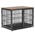 Black Large Sturdy Wooden Dog Crate with Tray V767-P-XL171-L-BK-V2