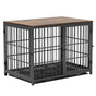 Black Large Sturdy Wooden Dog Crate with Tray V767-P-XL171-L-BK-V2