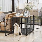 Black Large Sturdy Wooden Dog Crate with Tray V767-P-XL171-L-BK-V2