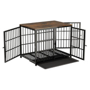 Black Large Sturdy Wooden Dog Crate with Tray V767-P-XL171-L-BK-V2