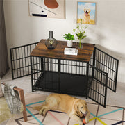 Black Large Sturdy Wooden Dog Crate with Tray V767-P-XL171-L-BK-V2