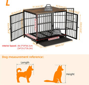 Black Large Sturdy Wooden Dog Crate with Tray V767-P-XL171-L-BK-V2