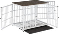 Indestructible Wooden Dog Crate Furniture With Divider For 2 Dogs Cage End Table V767-P-XL171-L-WT-V2