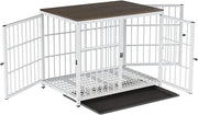 Indestructible Wooden Dog Crate Furniture With Divider For 2 Dogs Cage End Table V767-P-XL171-L-WT-V2