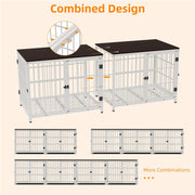 Indestructible Wooden Dog Crate Furniture With Divider For 2 Dogs Cage End Table V767-P-XL171-L-WT-V2