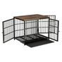 P&P Black Walnut Wooden Dog Crate with 3 Access Doors, Removable Tray and Stylish End Table V767-P-XL171-M-BK-V2