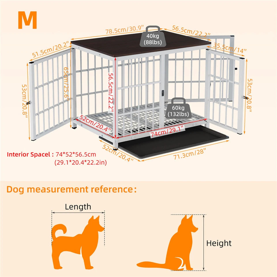P&P White Walnut XL Dog Crate with Furniture Style Top, 3 Doors and Easy Clean Tray Included V767-P-XL171-XL-WT-A-G1