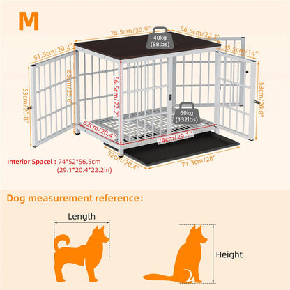 P&P White Walnut XL Dog Crate with Furniture Style Top, 3 Doors and Easy Clean Tray Included V767-P-XL171-XL-WT-A-G1