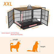 P&P Black Walnut Dog Crate with Wooden Furniture Style, 3-Door Entry and Slide Out Tray V767-P-XL171-XXL-BK-A-B